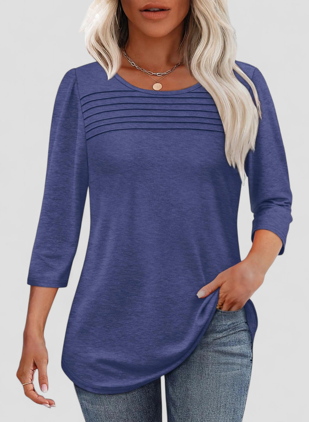Evita™ - Pleated 3/4 Sleeve Top
