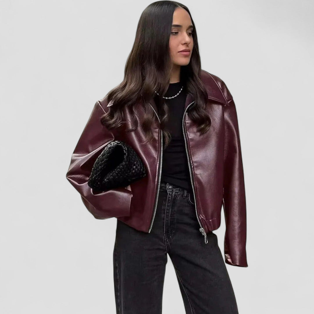 Zorielle™ - Stylish Oxblood Shine Jacket