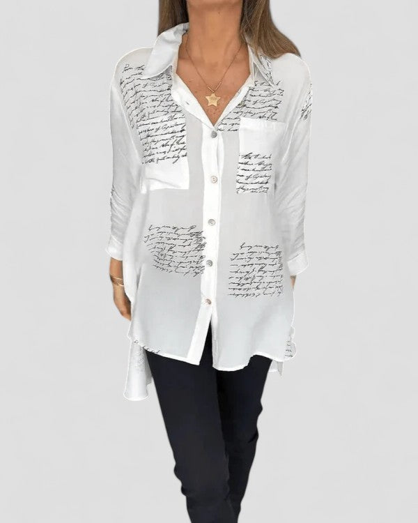 Helena™ - Script Button-Up Shirt